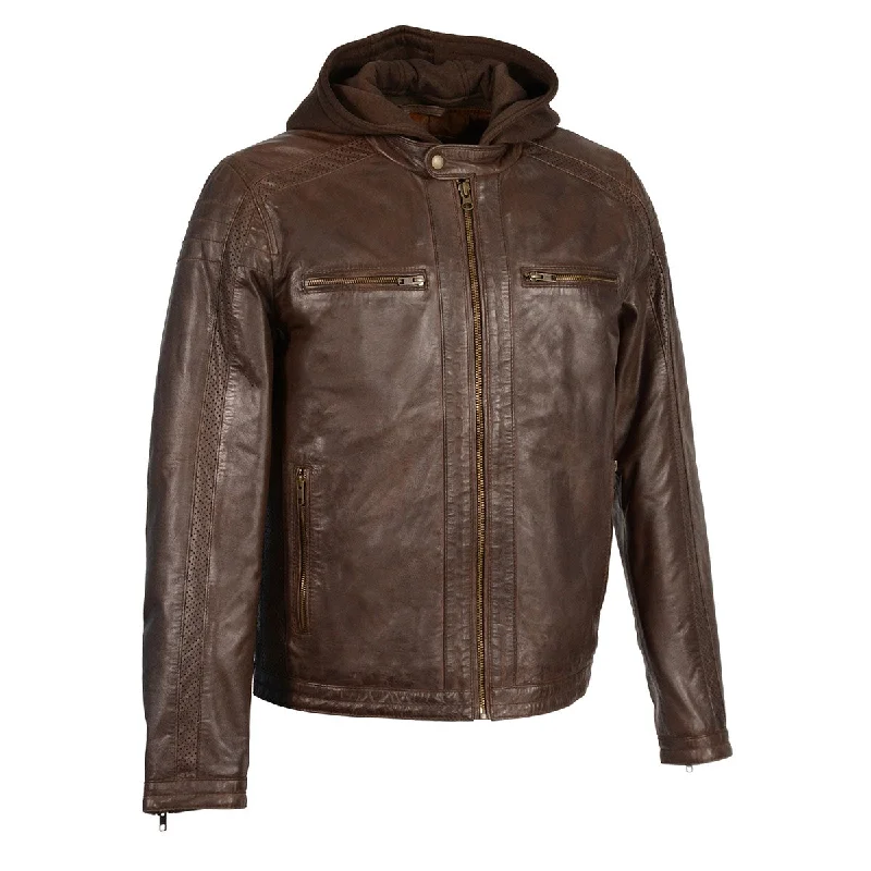 Bargain Prices Milwaukee Leather SFM1845 Men's Brown Fashion Casual Leather Jacket with Removable Hoodie Bargain Prices Milwaukee Leather SFM1845 Men's Brown Fashion Casual Leather Jacket with Removable Hoodie