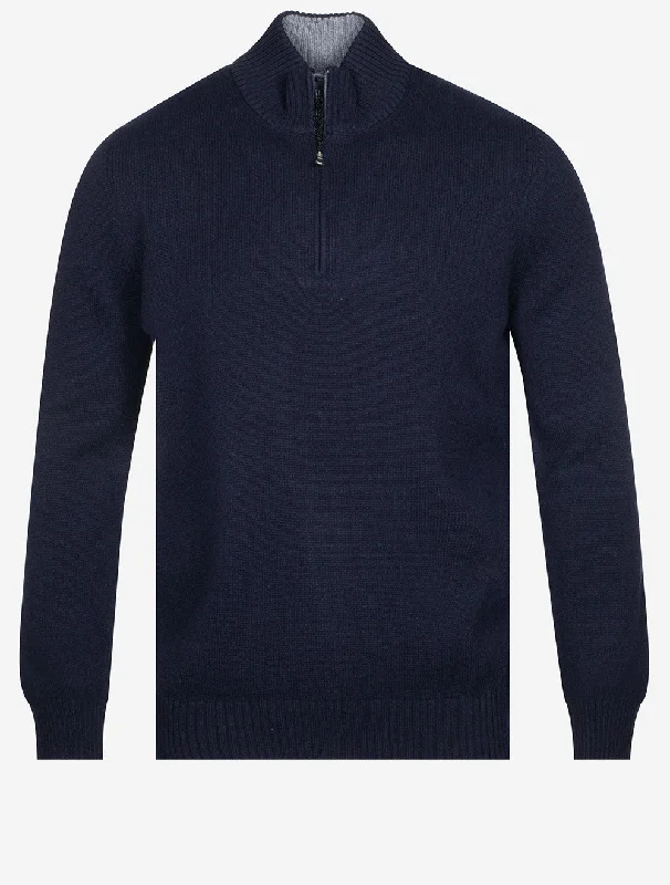 Weekend Savings Fiesta Half Zip aus Wolle und Kaschmir in Marineblau