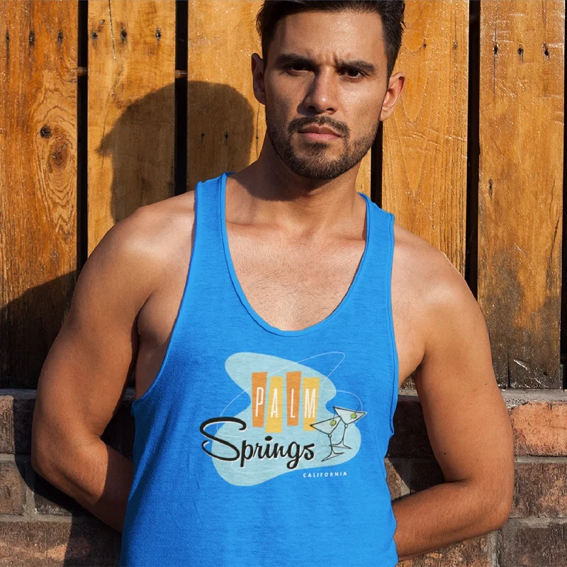 Savings Bonanza Palm Springs Retro Martini Unisex Tank Top - Neon Blue