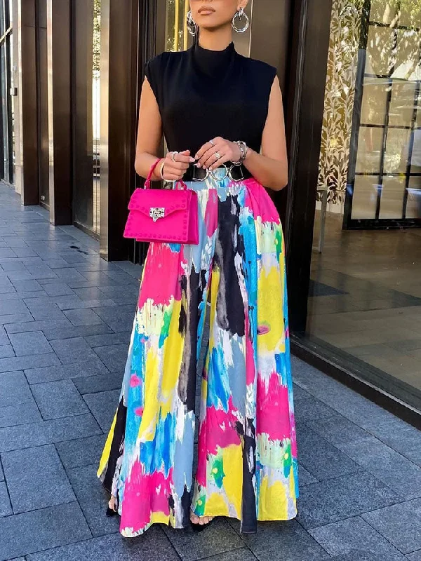 Weekend Bargains to Love Tie Dye Print High Waist Wide Leg Pants