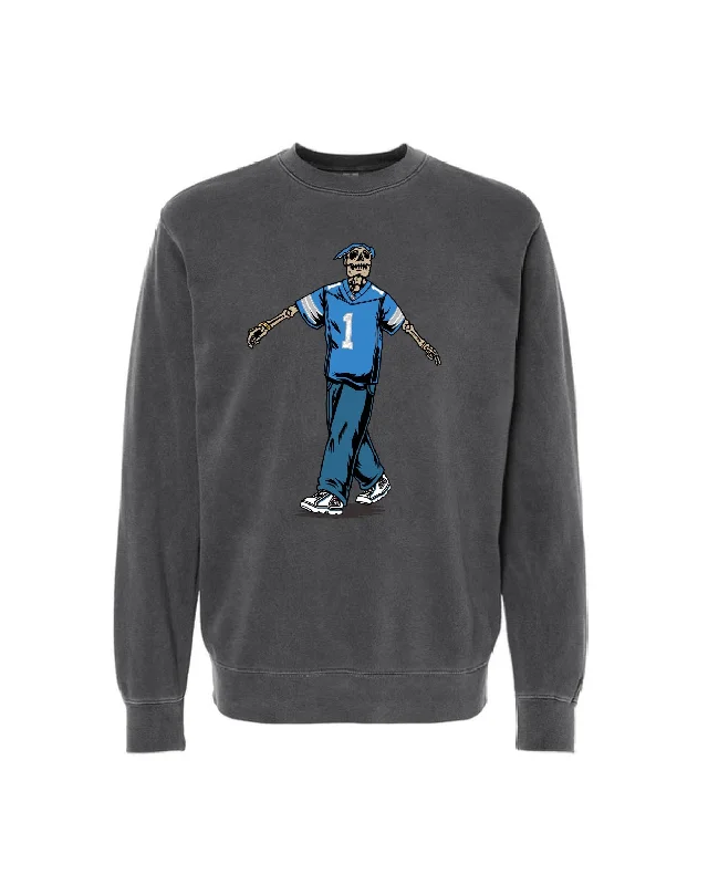 Bargain Prices Ink Detroit- Tupac Back Lions Jersey - Pigment-Dyed Crewneck Sweatshirt - Black