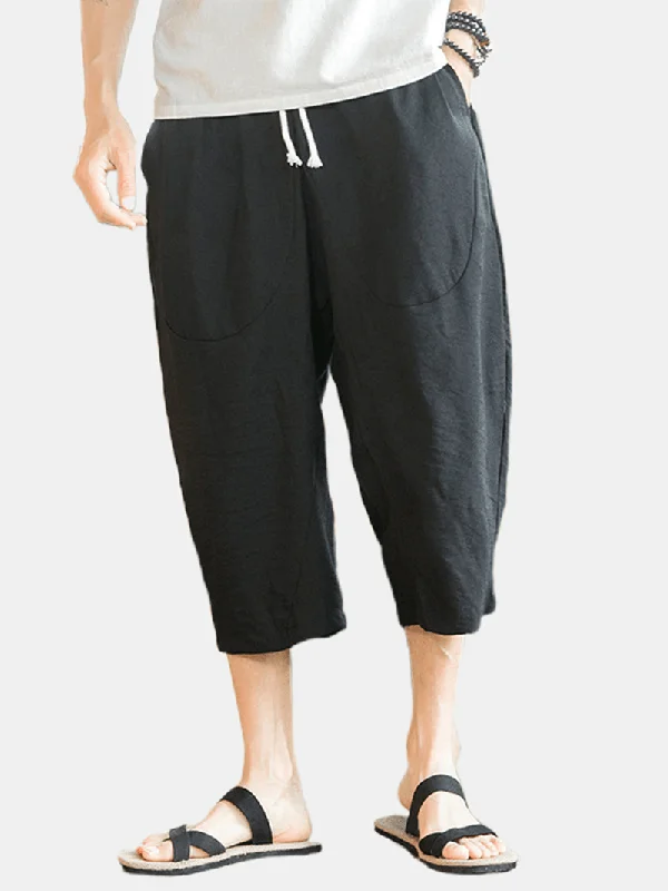 Your Weekend, Your Savings Mens Casual Breathable Calf-Length Drawstring Waist Harem Pants