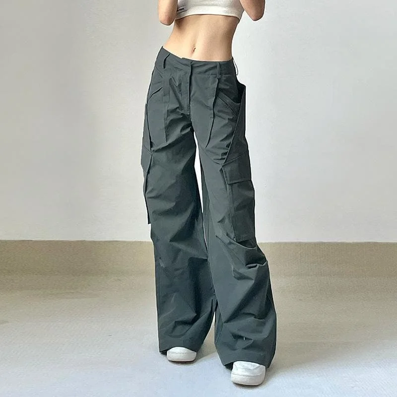 Weekend Deals to Brighten Your Day Solid zip-up low rise cargo pocket wide leg pant