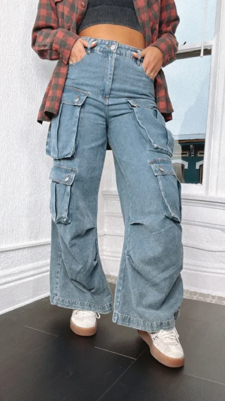 Weekend Savings Extravaganza Oversized Boyfriend Denim Cargo Pants