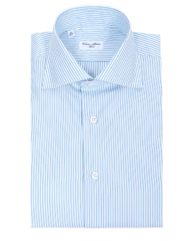 Exclusive Access Aqua and Blue Mini Stripe Dress Shirt
