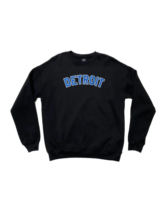 Don't Miss Ink Detroit - Honolulu Blue and Silver print Black Crewneck
