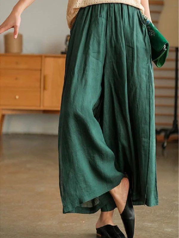 Deal of the Day CityHottie - Women's Summer Korean Fashion Wide-leg Ninth Pants New Simple Loose Ankle-Length Trousers Ladies Solid Color Straight Sweatpants