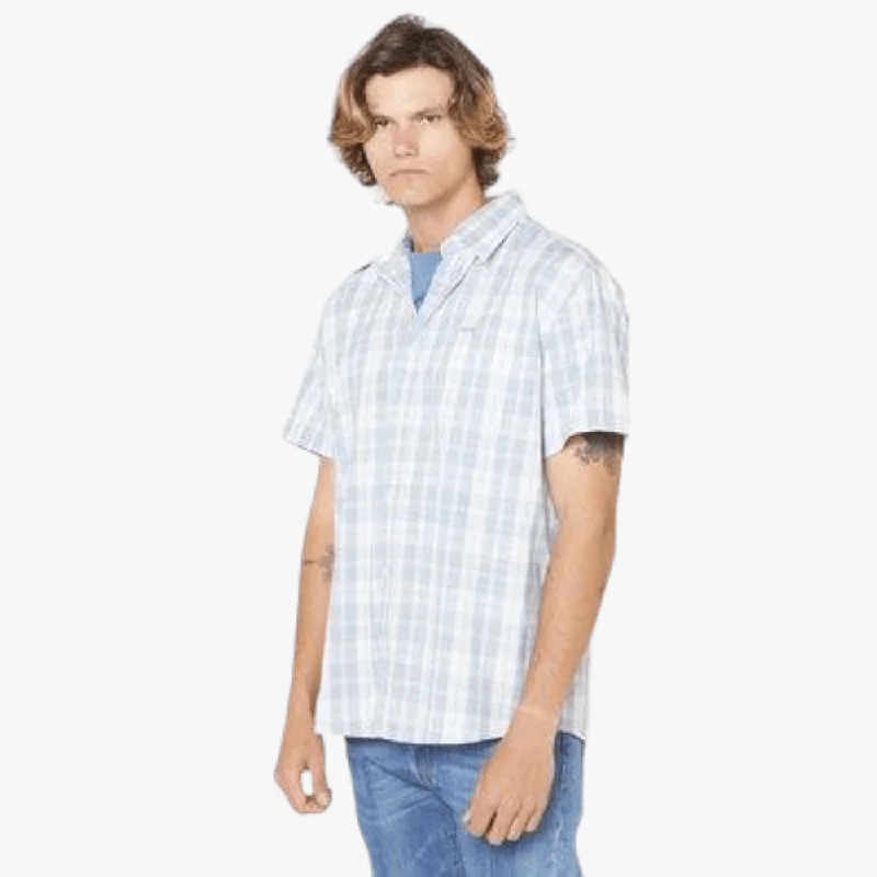 Bargain Alert Jeep Mens Shay Check Short Sleeve Shirt Blue
