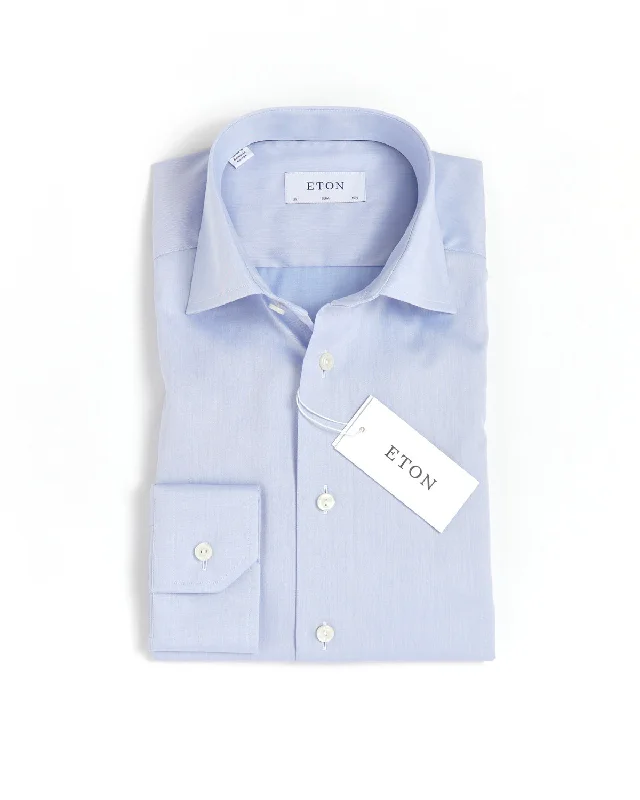 Shop and Save Signature Twill Light Blue Slim Dress Shirt