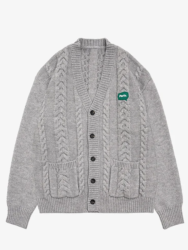 Super Deal Classic V-Neck Cable Knit Cardigan