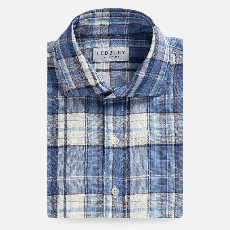 Weekend Offers That Amaze The Blue Lavoie Linen Plaid Custom Shirt