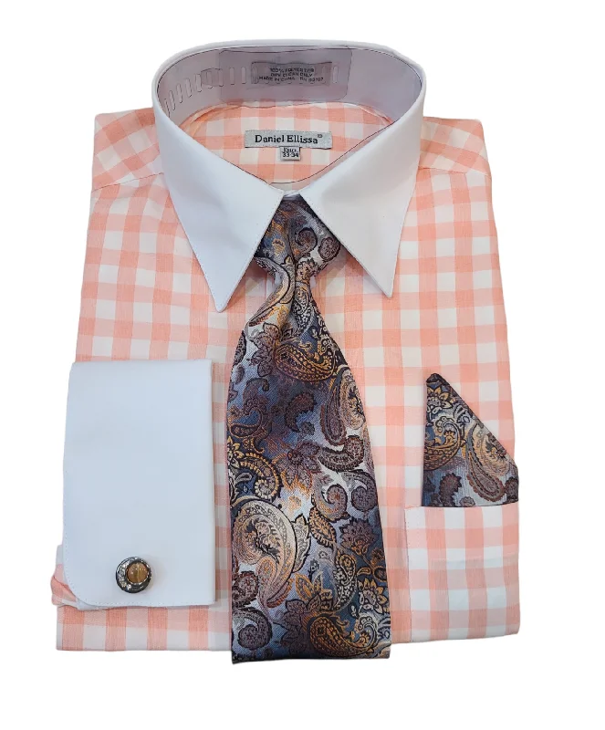 Deal Mania Daniel Elissa Checker  Two Tones Dress Shirt