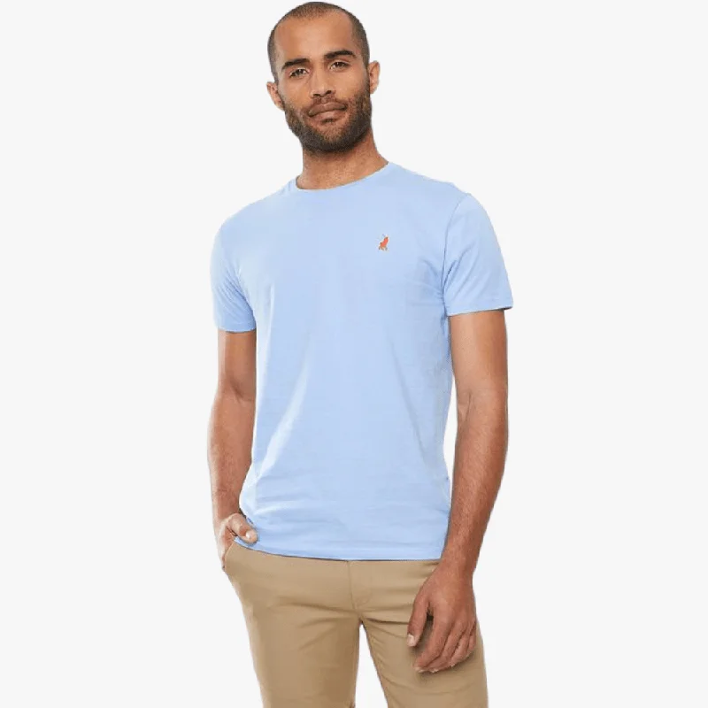 Overstock Polo Mens Lucas Plain Crew Neck Short Sleeve Tee  Light Blue