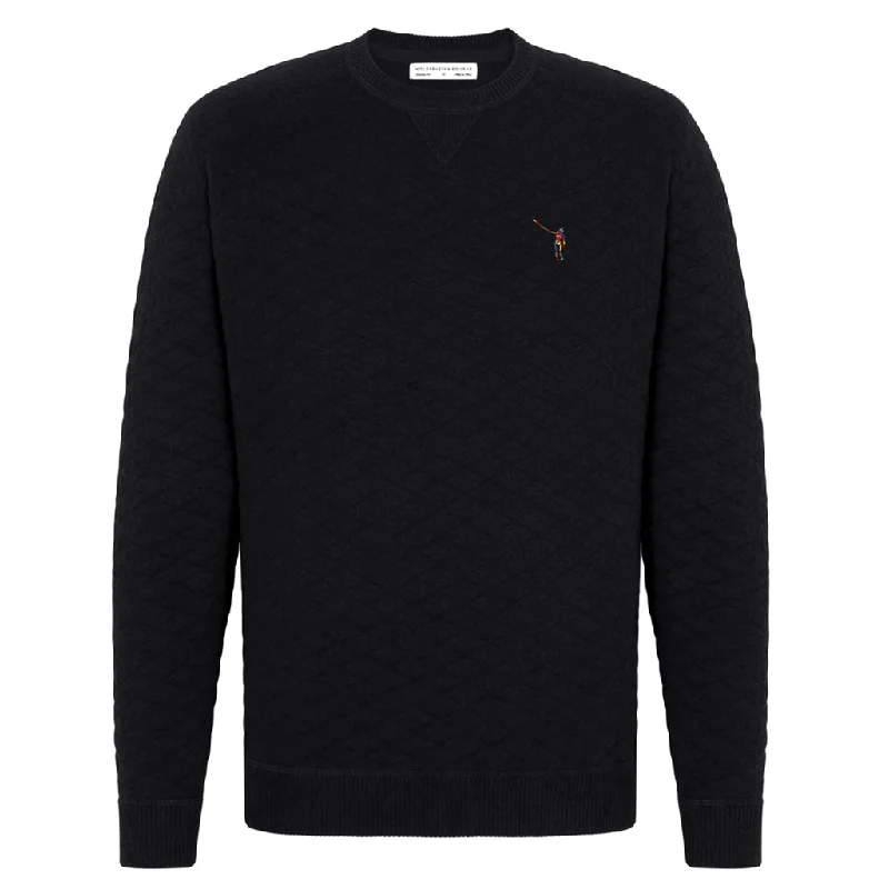 Overstock Sale NLU + H&B Diamond Knit Sweater | Black with Tie Dye Wayward Skeleton