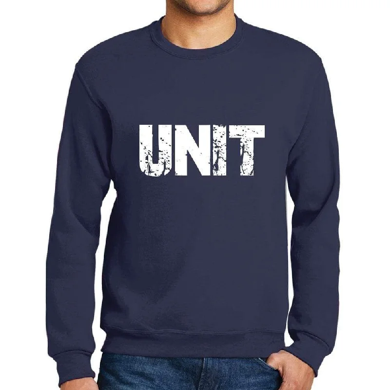 Best Choice Men's Printed Graphic Sweatshirt Popular Words UNIT French Navy