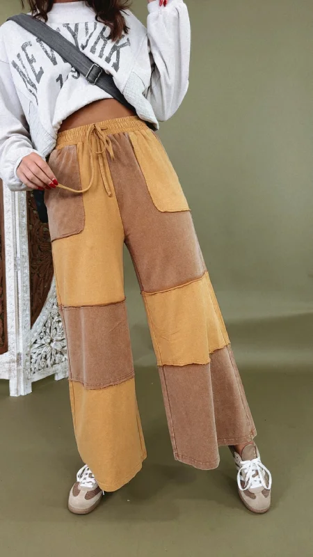 Weekend Bargains to Celebrate Elevated Casual Colorblock Wide Leg Pant, Mocha/Mustard Weekend Bargains to Celebrate Elevated Casual Colorblock Wide Leg Pant, Mocha/Mustard