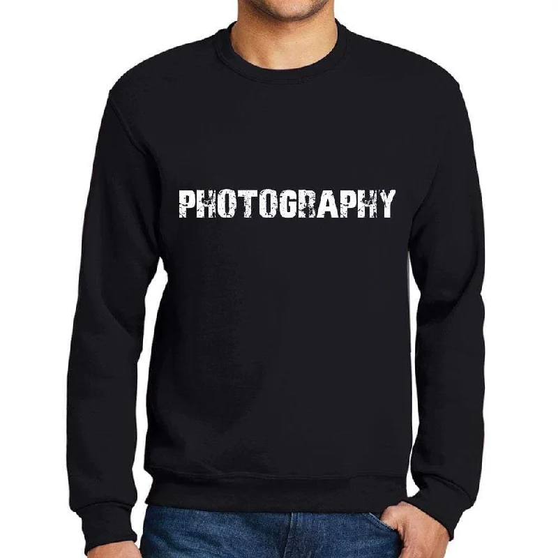 While Supplies Last Men's Printed Graphic Sweatshirt Popular Words PHOTOGRAPHY Deep Black
