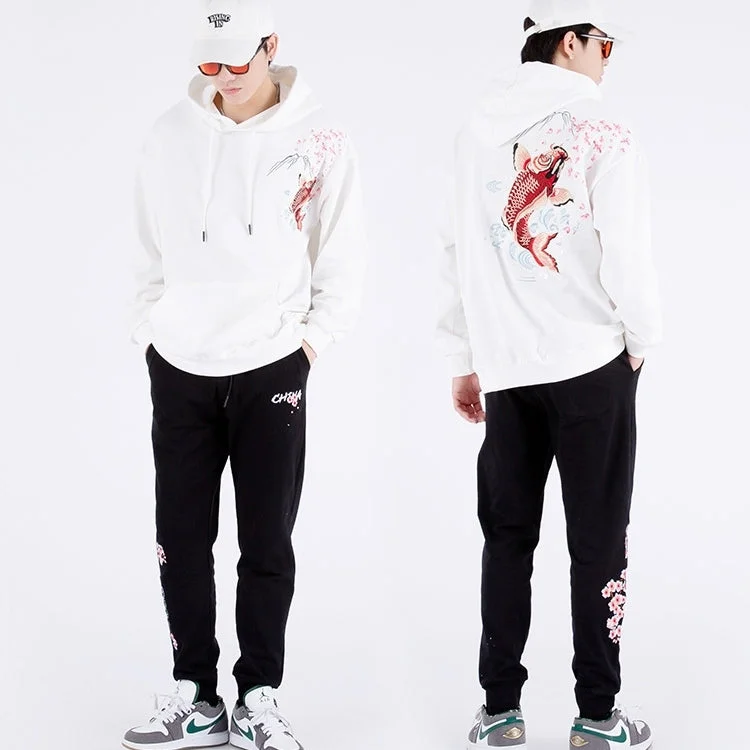 Weekend Savings Spectacular Cyprinus Embroidery Unisex Oriental Hoodie Cotton Sweatshirt Weekend Savings Spectacular Cyprinus Embroidery Unisex Oriental Hoodie Cotton Sweatshirt