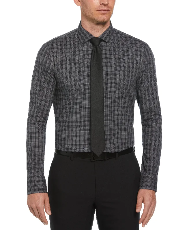 Super Bargain Slim Fit Tonal Checkered Button-Down Plaid Dress Shirt