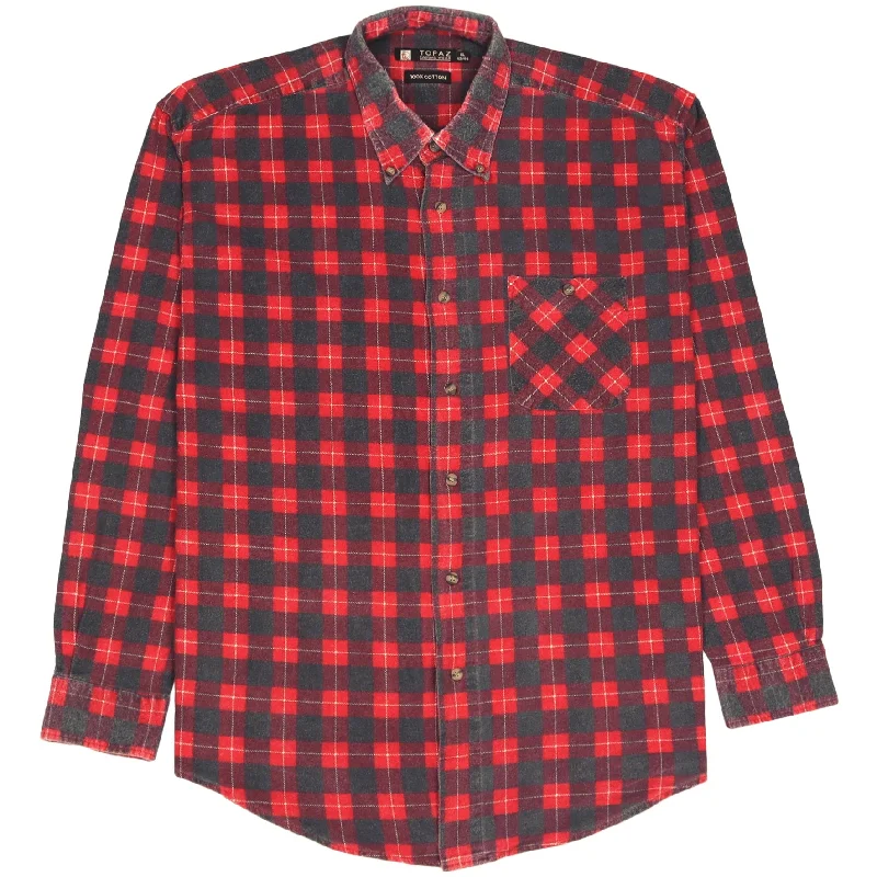 Massive Savings Topaz Vintage Checkered Flannel Shirt Red Black