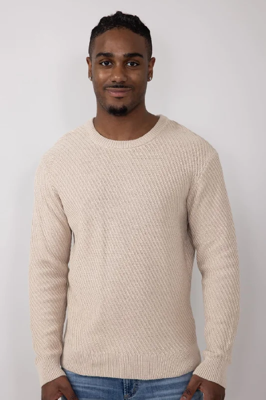 Weekend Offers That Tempt 1897 Original Diagonal Crewneck Knit Sweater for Men in Peyote Beige | 2444GL-PEYOTE Weekend Offers That Tempt 1897 Original Diagonal Crewneck Knit Sweater for Men in Peyote Beige | 2444GL-PEYOTE