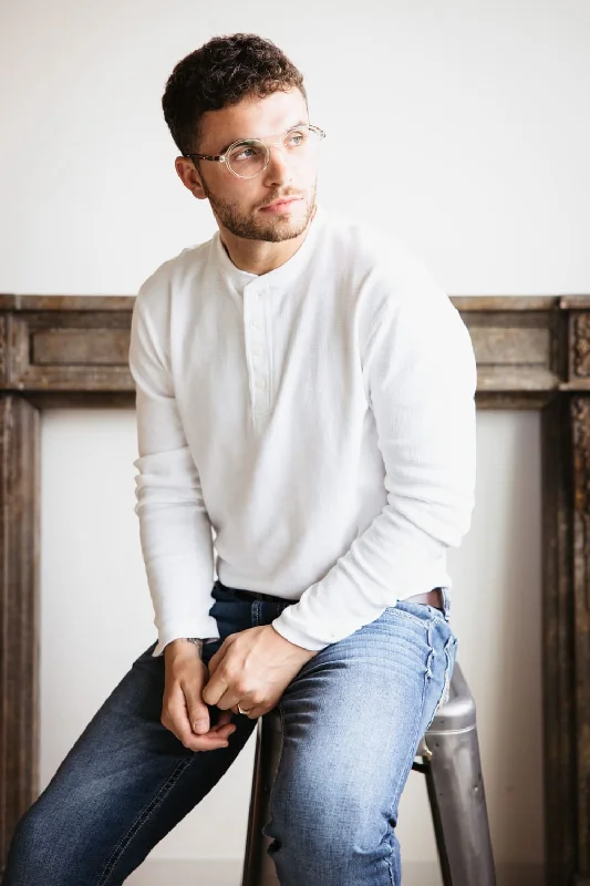 Instant Discount Weatherproof Vintage Waffle Henley Shirt for Men in White | F243093GK-WHT