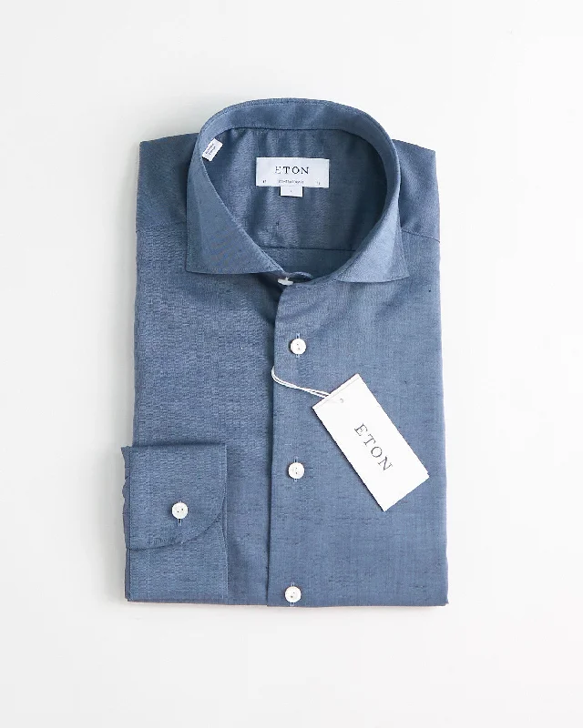 Referral Discount Navy Cotton Linen Contemporary Shirt