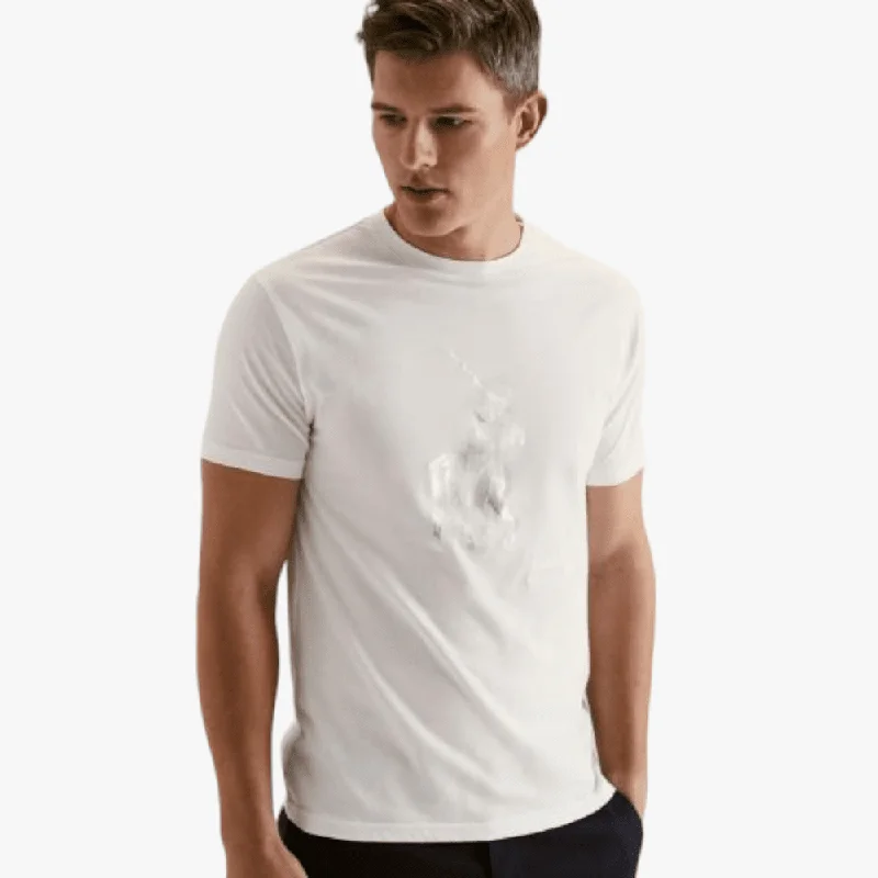 Don't Miss Out Polo Mens Noah Big Pony Crew Neck Short Sleeve Tee White