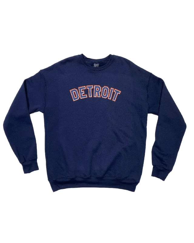 Hurry In Ink Detroit - Orange & Navy on Navy Crewneck