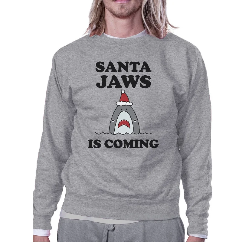 Final Clearance Santa Jaws Is Coming Grey Sweatshirt