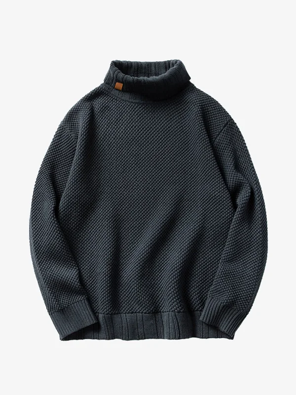 Seasonal Clearance Ribbed Trim Turtleneck Knitted Sweater
