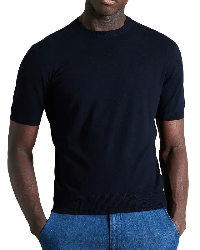 Super Sale Short Sleeve Navy Crewneck Shirt