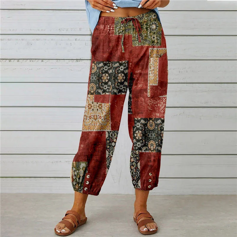 Time-Limited Offer 【Cotton And Linen】Vintage Printed Trousers