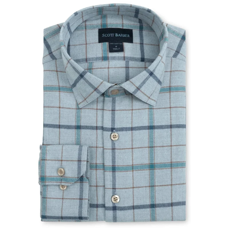 Year-End Clearance Scott Barber Exploded Tattersall Flannel Shirt - Sky Heather
