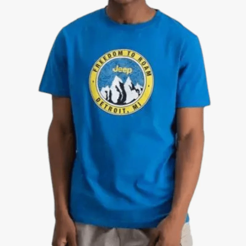Weekend Specials to Grab Jeep Mens Fashion Print Short Sleeve Tee Atlantic Blue
