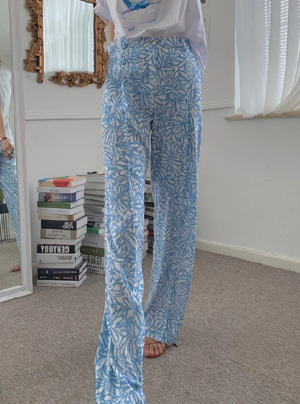 Value Deals CityHottie - autumn new show cold dark white blue floral penal legs pants tattoo flower female Value Deals CityHottie - autumn new show cold dark white blue floral penal legs pants tattoo flower female