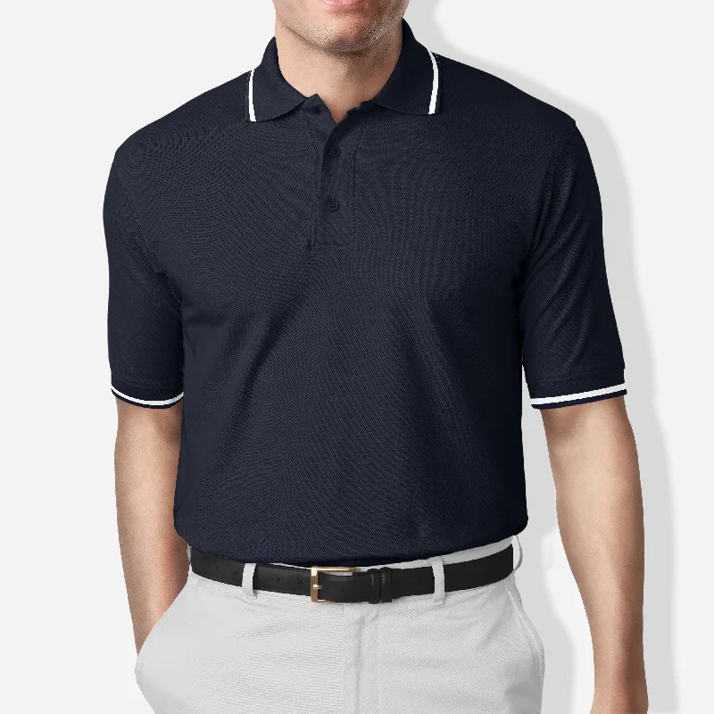 Weekend Savings Fiesta Polo Collar Stripe Tipped T-Shirt Blue