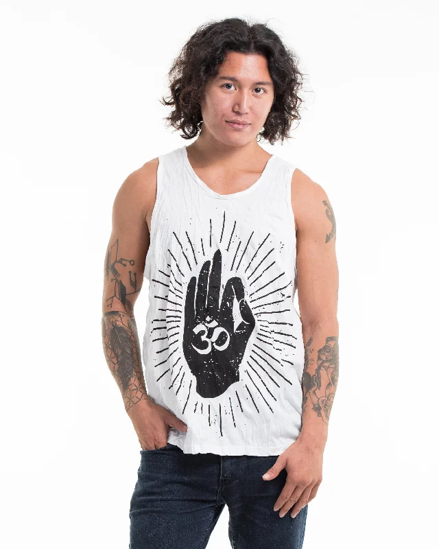 Price Drop Mens Hand of Om Tank Top in White