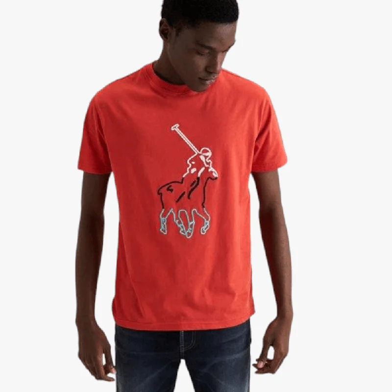 Epic Value Polo Mens Noah Big Pony Crew Neck Short Sleeve Tee Red