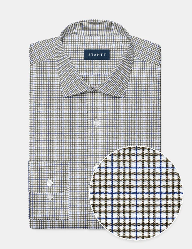 Weekend Discounts to Indulge In Brown And Cobalt Blue Overcheck