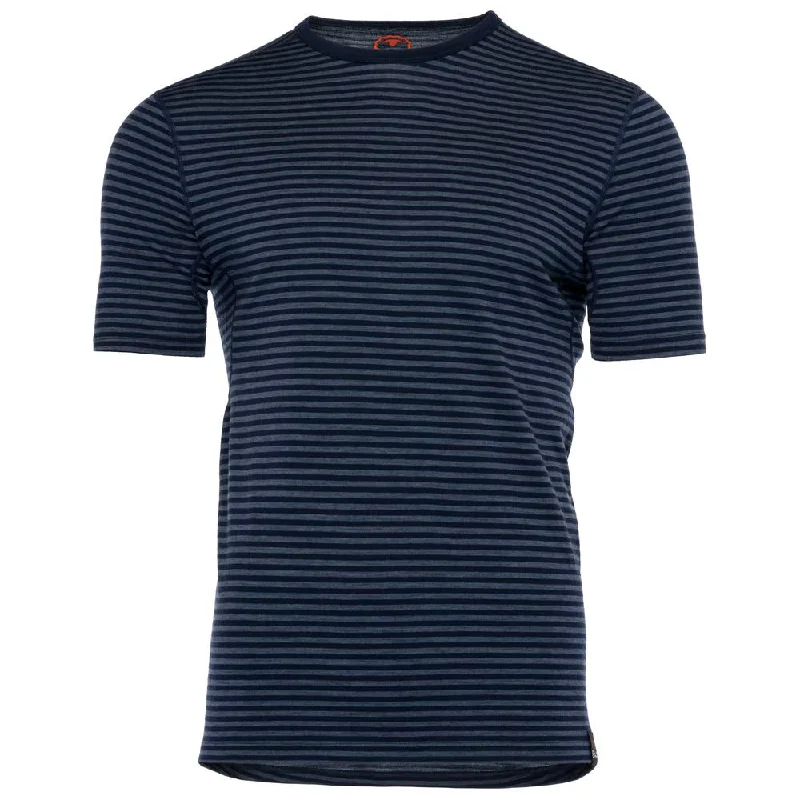 Make Your Weekend Count with Savings Mens Merino 150 Short Sleeve Crew (Stripe Navy/Denim)
