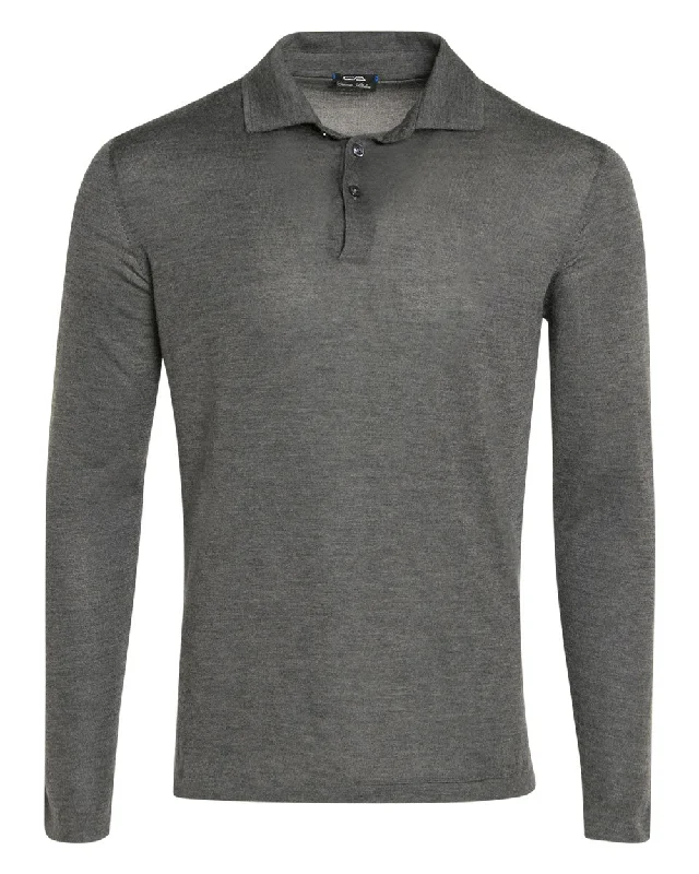 Weekend Discounts to Enjoy Charcoal Long Sleeve Polo