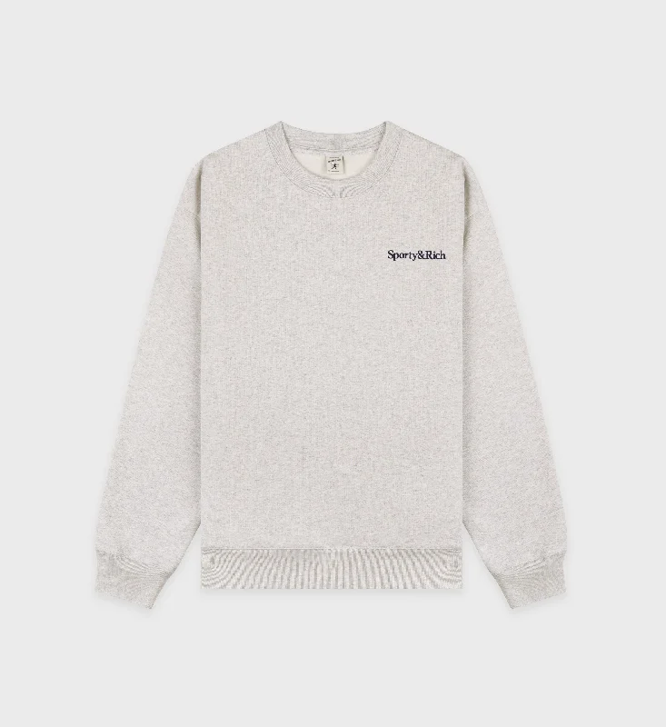 Factory Direct Sale Serif Logo Crewneck - Heather Gray/Navy