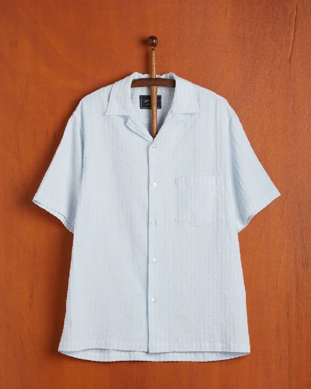 Huge Savings Jacquard Chambray Camp Collar Shirt