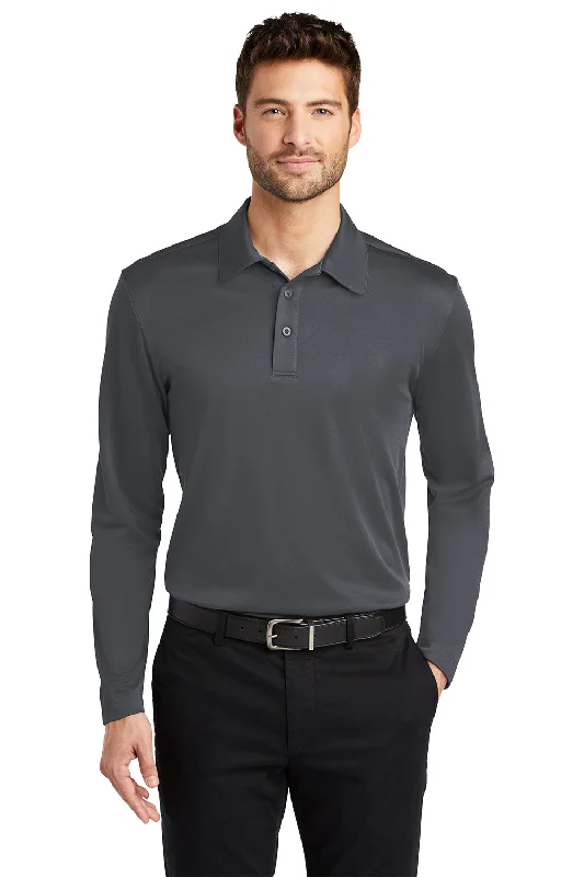 Weekend Bargains to Love Port Authority Mens Silk Touch Performance Moisture Wicking Long Sleeve Polo Shirt - Steel Grey Weekend Bargains to Love Port Authority Mens Silk Touch Performance Moisture Wicking Long Sleeve Polo Shirt - Steel Grey