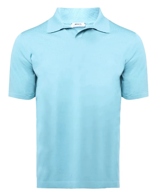 Weekend Deals That Dazzle Turquoise Short Sleeve Johnny Collar Polo
