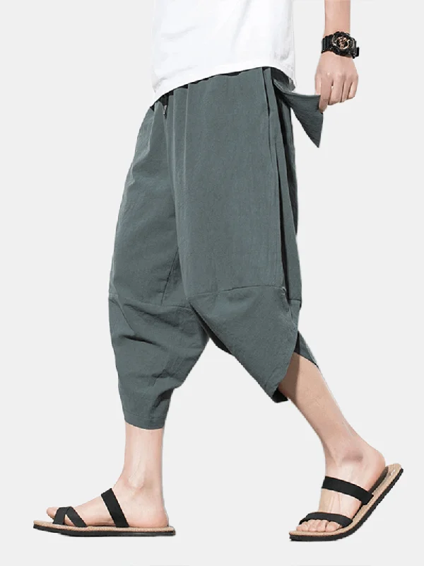 Weekend Sale: Don't Miss Out Mens Solid Color Brief Style Casual Loose Drawstring Waist Harem Pants