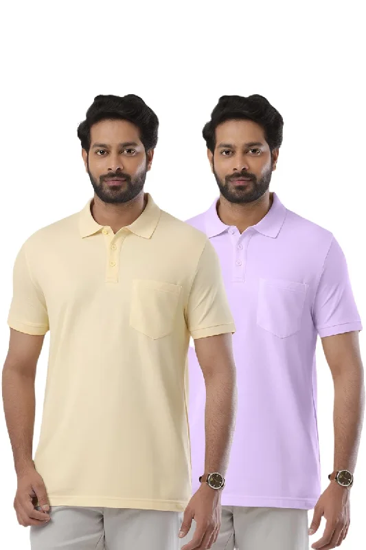 Mega Sale Golf Polo - Pastel Yellow and Lavender T-Shirts Pack Of 2 Combo For Men | Ariser