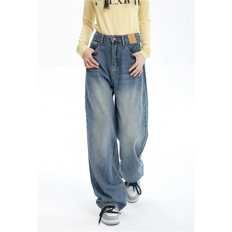 Weekend Special CityHottie - Women Blue Jeans Contrasting Colors High Waist American Street Wide Leg Pants Fashion Baggy Vintage Straight Autumn New Trousers Weekend Special CityHottie - Women Blue Jeans Contrasting Colors High Waist American Street Wide Leg Pants Fashion Baggy Vintage Straight Autumn New Trousers