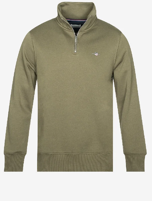 Weekend Discounts to Delight Regular Fit Shield Half Zip Sweatshirt Wacholdergrün
